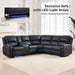 Power Reclining Sectional Sofa with LED Light, Faux Leather Sectional Couch for Living Room, Modern Corner Furniture Sets with 2 Recliner Seats, Cup Holders, Storage Console, Black