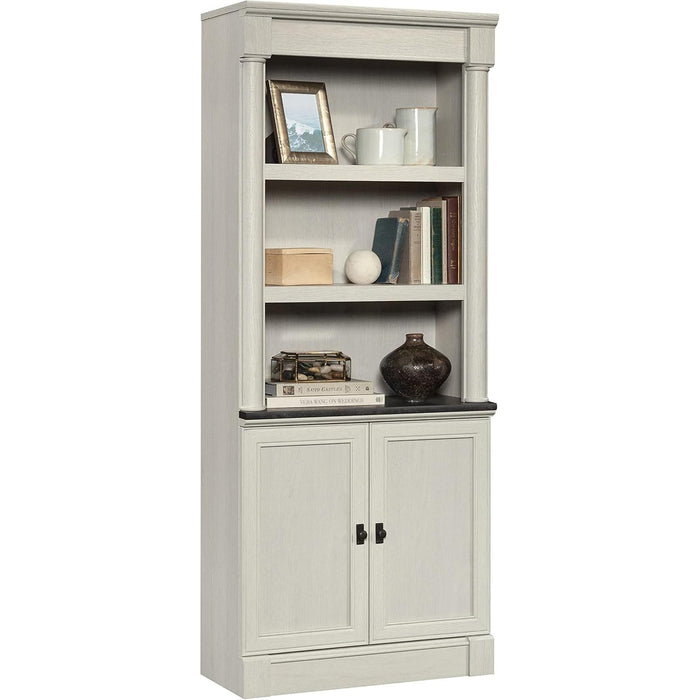 Palladia Book Shelf, Bookshelf with Storage, Library Bookcase with Doors and Adjustable Shelves, in Glacier Oak Finish