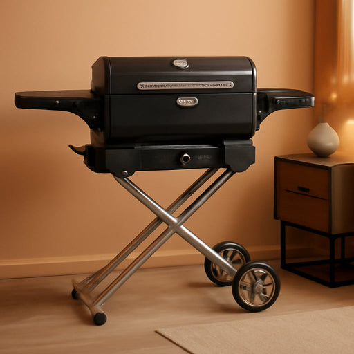 ® Electric Portable Charcoal Grill and Smoker with Steadytemp Analog Temperature Control, Collapsible Cart and 200 Cooking Square Inches in Black, Model MB20040722