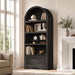 76.6" Arched Bookshelf with Rolling Storage Bench, Wood Tall Arch Bookcase | 5-Tier with Bookshelf Riser, Multi-Functional Display Cabinet, Bookshelf with Storage for Living Room, Entryway