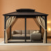 10 Ft X12 Ft Hardtop Gazebo for All Weather, with Double Metal Roof, Aluminum Alloy Frame, Net, and Curtain, Permanent Building for Patio, Deck, Backyard, Lawn, and Garden