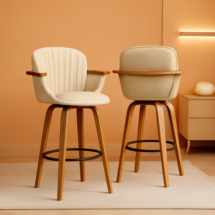 30" H Bar Height Swivel Bar Stools with Back and Arm Accent Barstools Chair