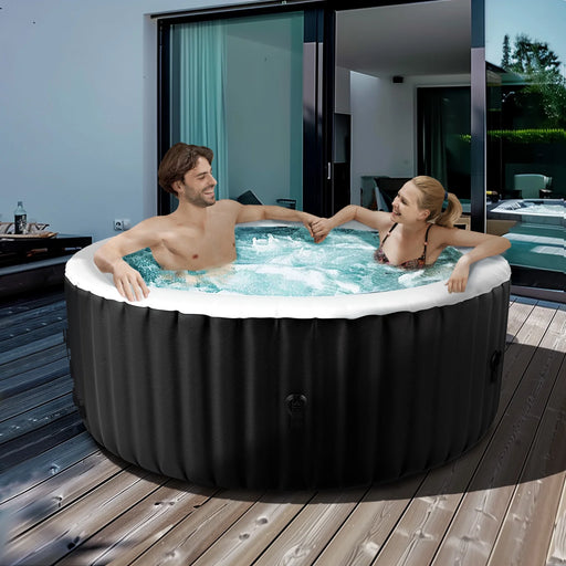 72" X 72" X 26" Inflatable Hot Tub, 4 Person Portable Blow up Hot Tub Square Portable Outdoor Spa with 130 Bubble Jets and Built in Heater Pump, Filter