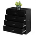 Black 4 Drawer Dresser for Bedroom, Modern Nightstand Storage Chest of Drawer, Wooden Side Table End Table, Living Room, Reception Room