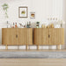 Sideboard Buffet Cabinet with Storage, 47” Mid Century Modern Accent Cabinet, Sliding Door Entryway Small Storage Cabinets for Kitchen, Living Room, Entryway, Oak
