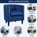 Deluxe Blue Velvet Upholstered Barrel Armchair Set