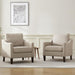 Brown Upholstered Armchairs With Polished Wooden Legs
