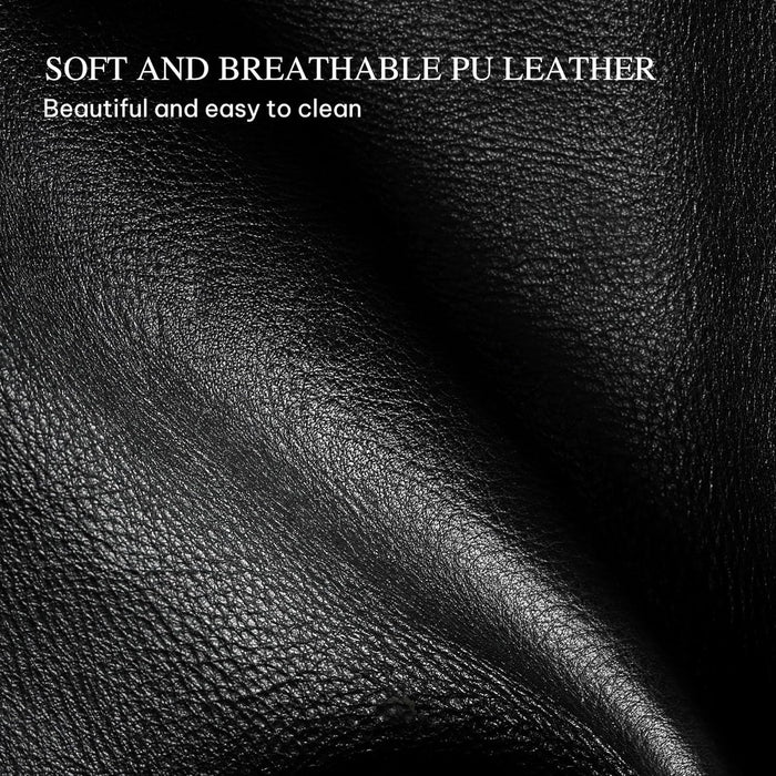 Queen Size Bed Frame with RGB LED Lights & Storage Bookcase Headboard, Upholstered Bed with Charging Station and 4 Drawers, No Box Spring Needed, Easy Assembly, Noise-Free, PU Leather Black