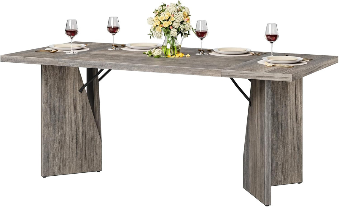 Rectangular Dining Table 70.9 Inches Grey Farmhouse