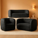 Nimiane Modern Boucle Seating with Curved Arms and Wooden Legs, Comfy Fabric Upholstered for Living Room, Bedroom, Home Office, 1-Seat + 2-Seat + 3-Seat, Black