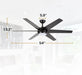 54 Inch Indoor Modern Quiet Reversible Motor Ceiling Fan with LED Lights and Remote Control, 6 Blades, 6 Speed, Dimmable, 3CCT, Black