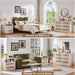 Rattan 6 Drawer Dresser for Bedroom, Grey White