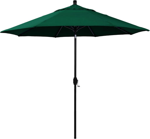 12-Year-Non-Fading, 9Ft Premium Sunbrella Patio Umbrella, Hand-Crank, Button-Tilt, Black Frame, Forest Green Fabric