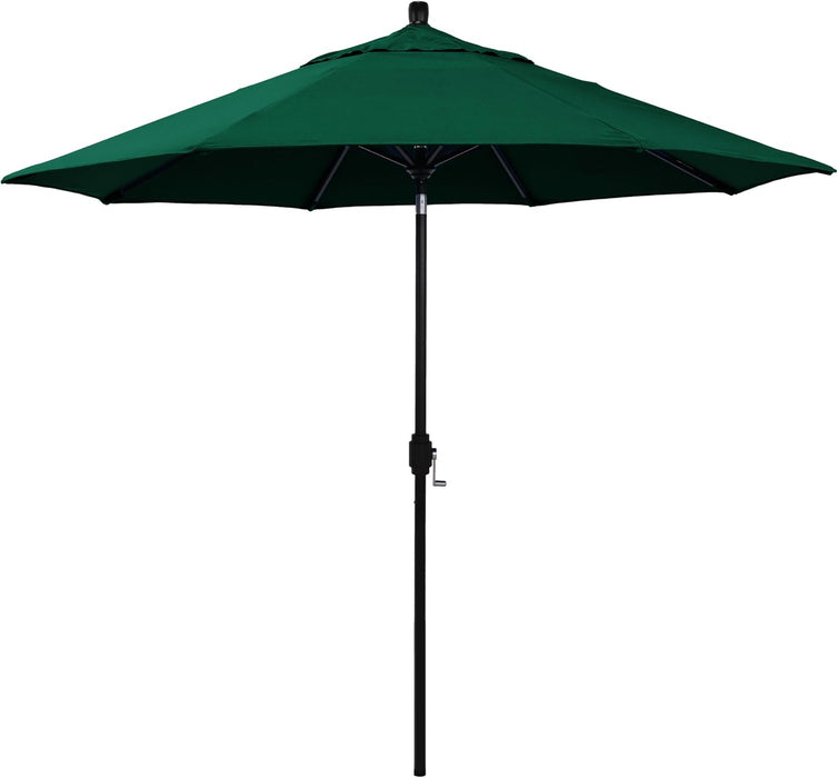 12-Year-Non-Fading, 9Ft Premium Sunbrella Patio Umbrella, Hand-Crank, Button-Tilt, Black Frame, Forest Green Fabric