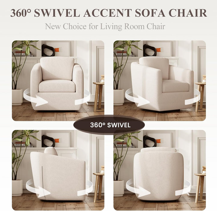 Beige 360 Swivel Armchair Deluxe Pillowtop Comfort