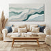 Neutral Abstract Wall Art Geometric Canvas Painting Blue Green and White Pictures Wall Decor for Living Room Bedroom Modern Artwork for Office 24X48 Inch