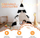 Teepee Tent for Kids with Carry Bag, Washable Playhouse for Indoor Use, Ideal Play Tent for Girls and Boys, Stripe Black