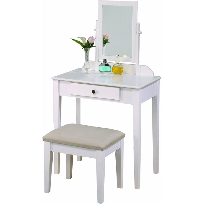 White Vanity Table and Stool Set
