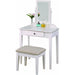White Vanity Table and Stool Set