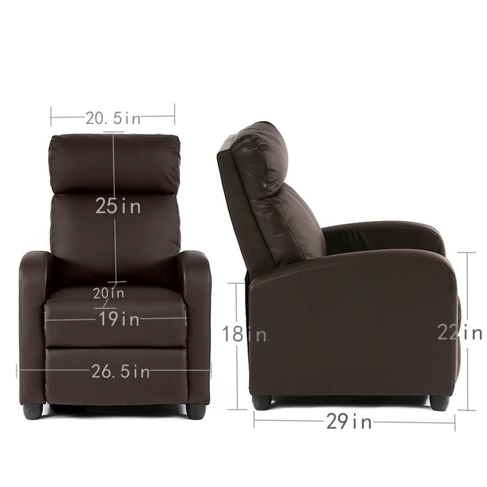 Single Recliner Chair Sofa Furniture Modern Leather Chaise Couch,Brown