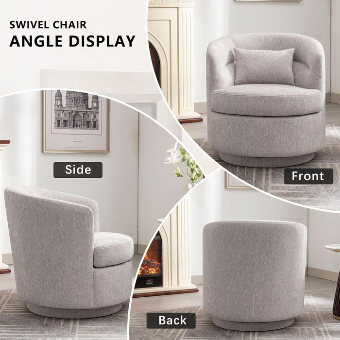 Grey 360 Degree Swivel Upholstered Accent Armchair