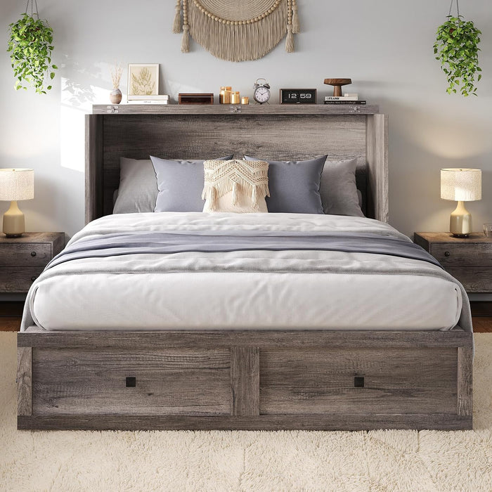 MurphyBedQueenCabinetGreyWithIntegratedUSBChargingSystem