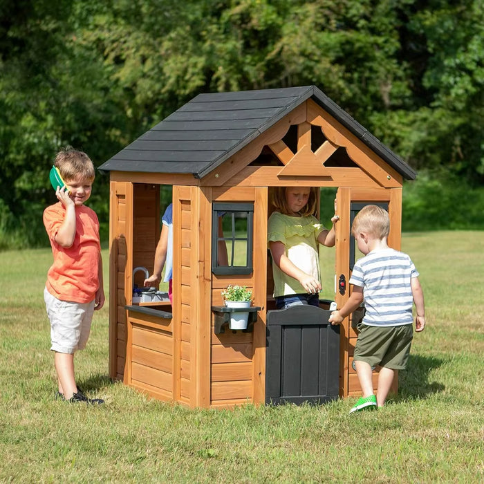 Sweetwater All Cedar Wooden Playhouse, Light Brown Home Garden Buildings