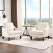 Beige Linen Upholstered Contemporary Accent Armchairs Pair