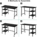 43" Home Office Computer Desk Trestle Desk with 2 Shelves Writing Study Workstation Style Wood Table Metal Frame for Home Office Reversible Storage Desk, Black