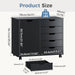 Black Premiumgrade Five Drawer File Cabinet Wheels