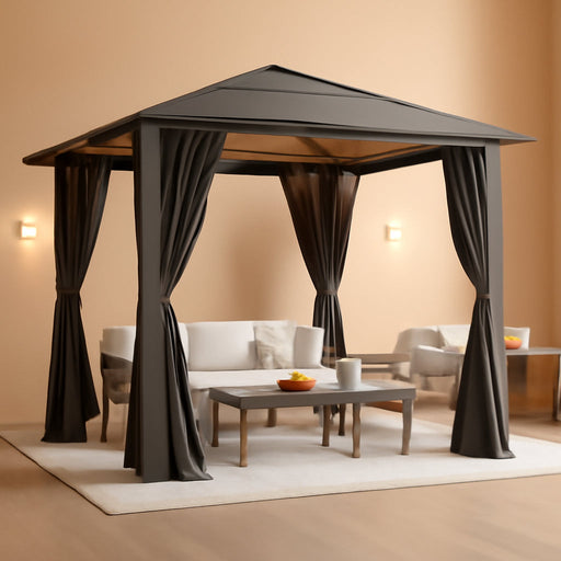 10x10 Ft Outdoor Gazebo Polycarbonate Roof SteelFrame