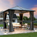 10x10 Ft Outdoor Gazebo Polycarbonate Roof SteelFrame