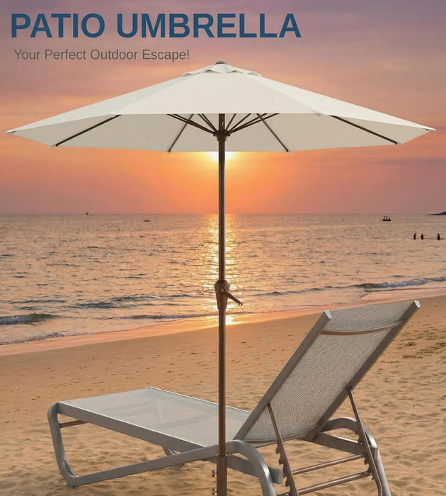 10FT Patio Umbrella, Outdoor Umbrella with Push Button Tilt and Crank, 8 Sturdy Ribs, UV Protection & Waterproof Market Umbrella for Pool, Backyard, Beach,Deck