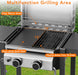 Propane Gas BBQ Grill 2-Burner Barbecue Grills with Cast Iron Frying Pan and Grates Combo, 16000 BTU Output Stainless Steel Grill for Outdoor Cooking, Patio, Backyard Party