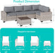6-Piece Outdoor Patio Furniture Set Wicker Sectional Sofa Set, Patio Conversation Set with Thickened Cushions & Coffee Table for Garden, Backyard, Poolside, Grey