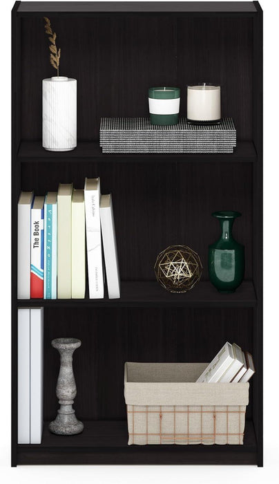 Threefold Tier Bookcase Storage Systems Dark Walnut