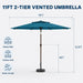 11FT Patio Umbrella, 2 Tier Outdoor Table Umbrella, Large Vented Market Umbrellas with Crank Lift, 8 Sturdy Ribs for Backyard, Deck, Pool, UPF50+ UV Protection