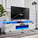 Fireplace TV Stand with 36" Fireplace, 70" Modern Fireplace Entertainment Center LED Lights, 2 Tier TV Console Cabinet for Tvs up to 80", White & White