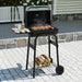 Portable Charcoal Grill with Foldable Side Table, Outdoor BBQ Smoker Grill with Wheels, Thermometer, Adjustable Air Vent, Bottom Shelf, Barrel Barbecue Grills for Patio, Camping & Tailgate