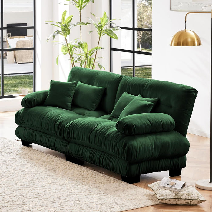 Green Chenille Modular Sectional Sofa Ultra Comfort