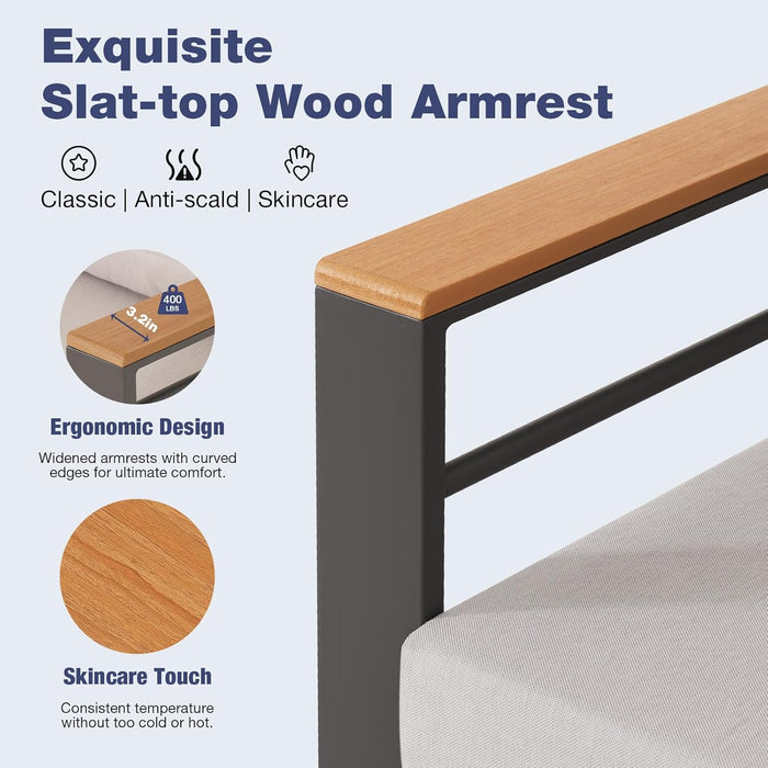 Aluminum Patio Furniture Set 7 Seats, Oversized Outdoor Sectional with Washable Thick Cushions, Coffee Table and Waterproof Cover, Patio Conversation Sets for Porch, Balcony, Deck