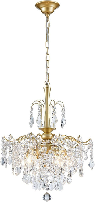 Crystal Chandeliers for Dining Room, Modern Gold Chandelier Light Fixture, Crystal Kitchen Ceiling Hanging Pendant Light 6 Lights for Living Room Hallway Bathroom Bedroom Foyer