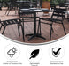 Rhea 27.5" Square Glass Metal Table with 4 Slat Back Chairs - Black - 5 Piece Patio Set - All-Weather for Indoor/Outdoor Use