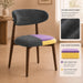 Dining Chairs Set of 4, Modern Bouclé Fabric Upholstered Kitchen & Dining Room Chairs with Ergonomic Back, Walnut Wood-Grain Metal Legs, Dark Gray