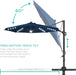 10Ft Solar LED Cantilever Patio Umbrella, 360-Degree Rotation Hanging Offset Market Outdoor Sun Shade for Backyard, Deck, Poolside W/Lights, Easy Tilt, Cross Base - Navy Blue
