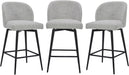 Counter Height Bar Stools Set of 3, 360° Swivel Upholstered Barstools with Backs and Metal Legs, 26" H Seat Height, Fabric in White (Multi-Colored)