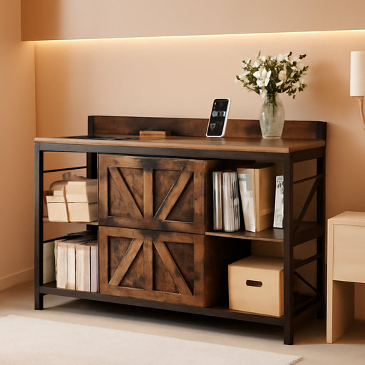 Rustic Brown FortyFourInch Lateral Filing Cabinet Lockable