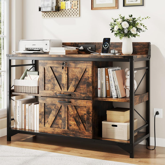 Rustic Brown FortyFourInch Lateral Filing Cabinet Lockable