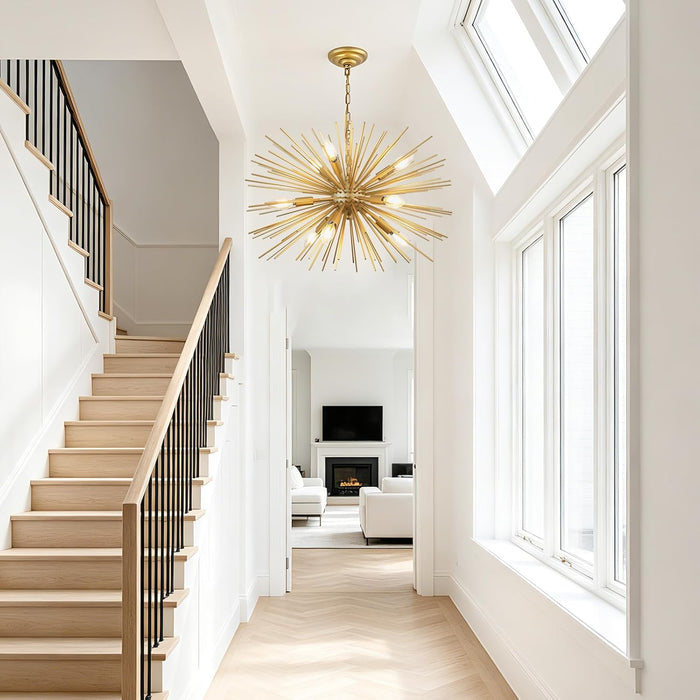 24Inch Golden Gleaming SputnikChandelier With Nine Lights