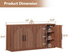 63" Fluted Buffet Cabinet with Storage, Mid-Century Symmetrical Arched Sideboard Credenza with Adjustable Shelf, Large Wood Console Table for Dining Room, Kitchen, Living Room (Warm Walnut)